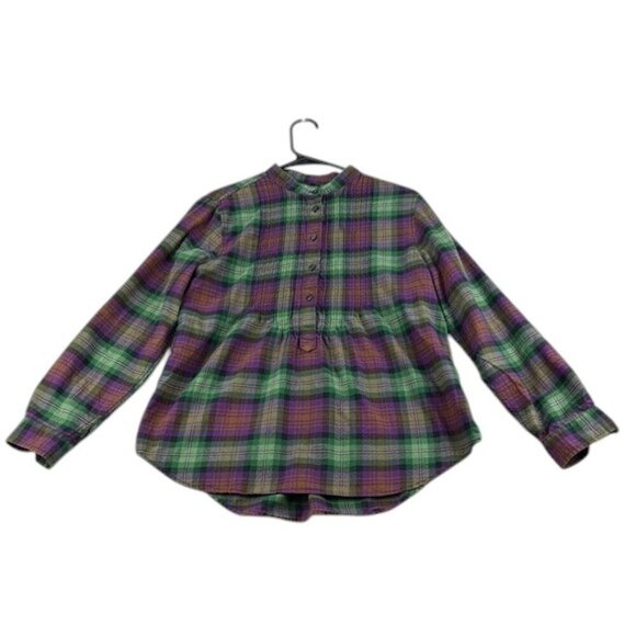 Lands' End Top 3/4 Sleeve Green Purple Women's Size 8p - Picture 2 of 7